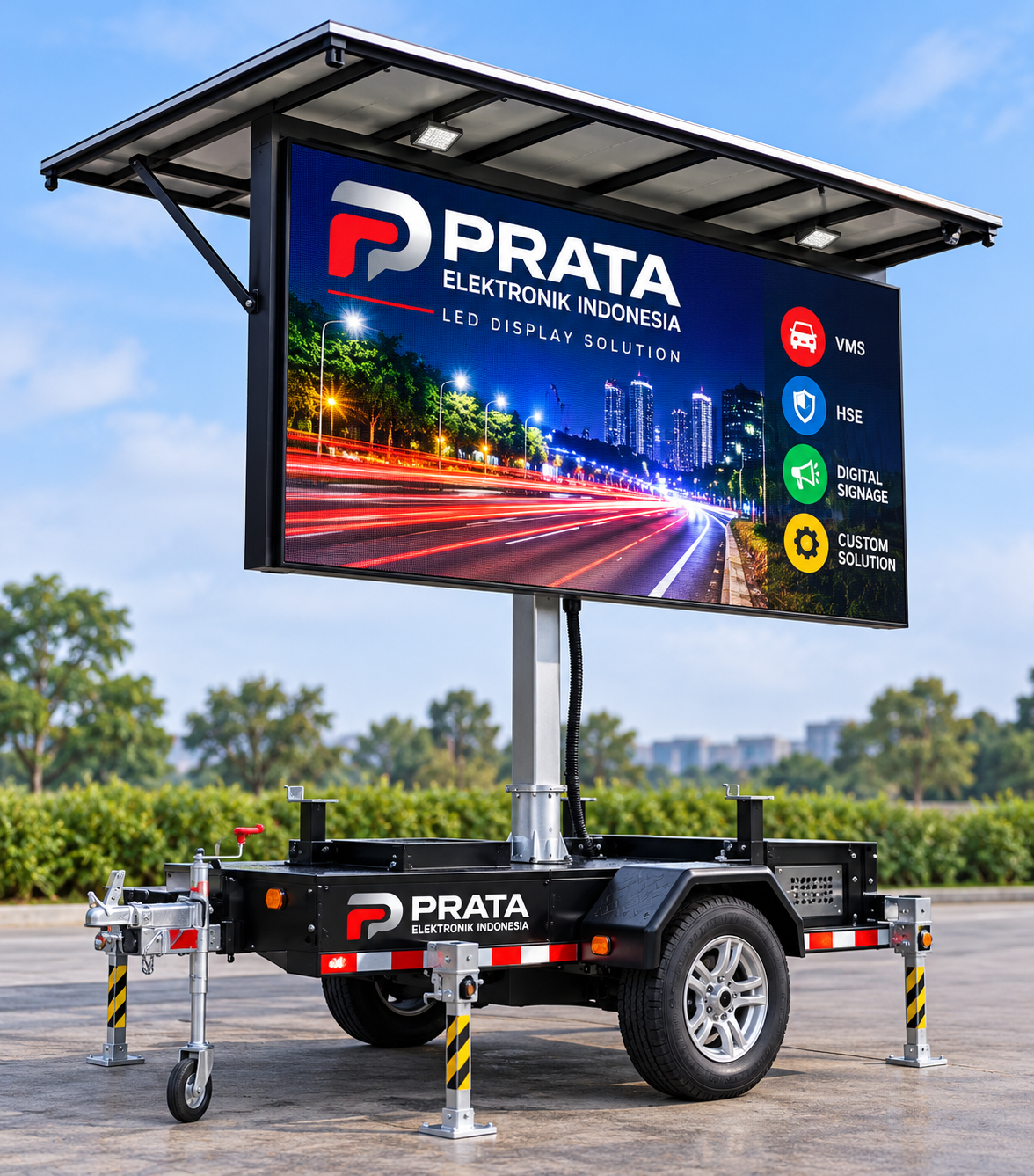 VMS Trailer Indonesia, VMS Solar Panel, VMS LED Outdoor, Trailer LED Portable, Variable Message Sign